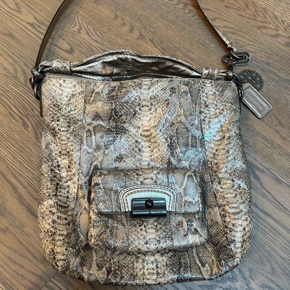Coach w/ 2 Charms: Kristin Python Hobo python in snakeskin print emobossed